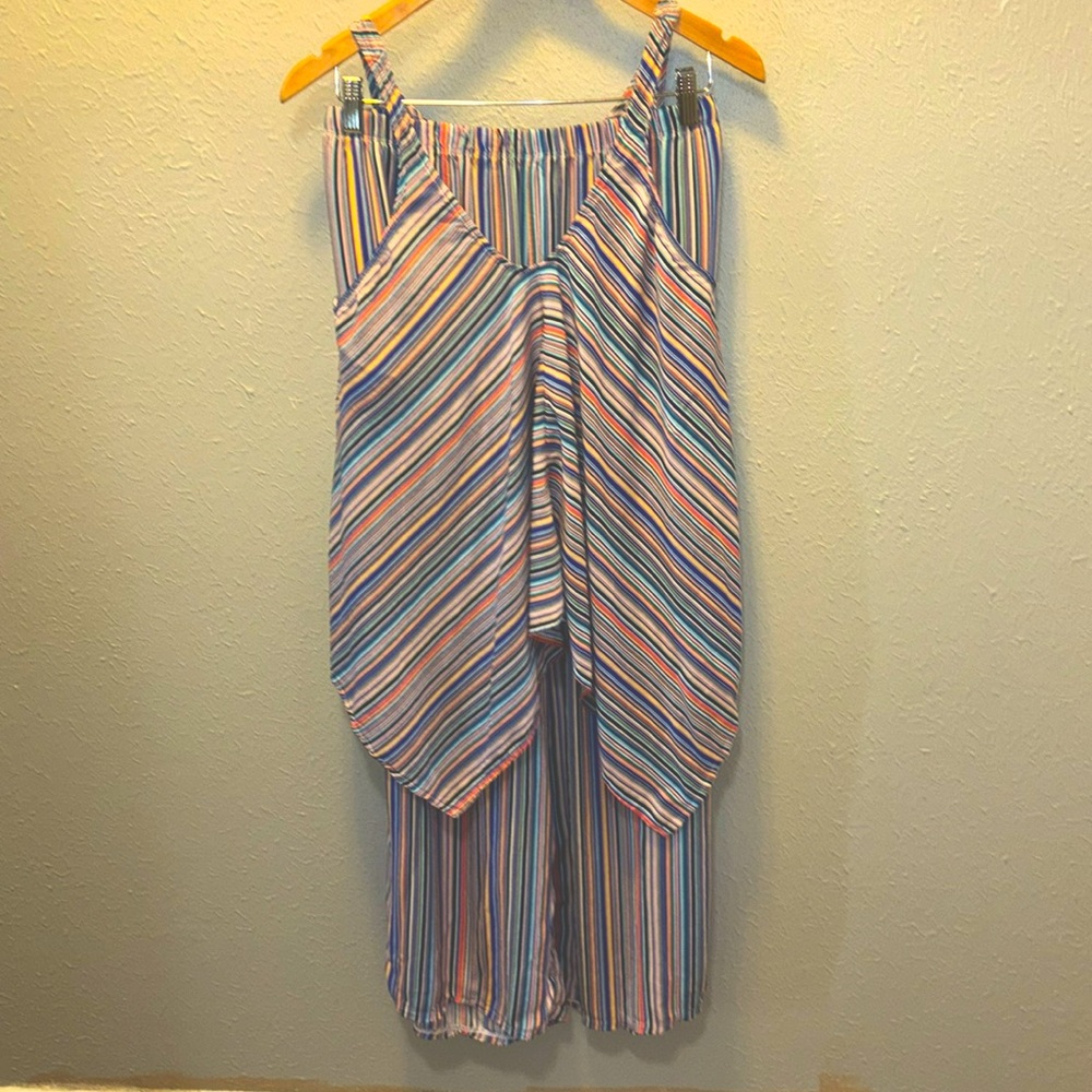 Tommy Bahama 2 Pc Stripe Pajama Nightgown Sleepwear Set Women's Size Large